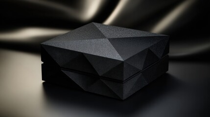 Elegant textured box with geometric facets, presented in sophisticated dark lighting and smooth backdrop.