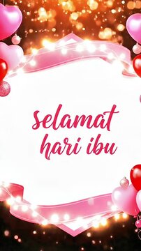 Ucapan Selamat Hari Ibu animasi dengan background festive dan indah