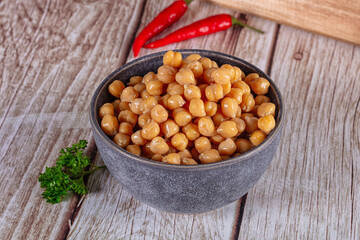 Boiled chickpea beans in the bowl