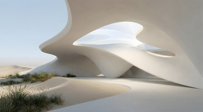 Architectural Oasis: A stunning display of modern design, this architectural marvel blends seamlessly with the stark beauty of a desert landscape, creating a sense of wonder and tranquility.
