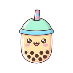 Pastel Kawaii Bubble Tea with Pearls