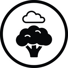 Illustrator Broccoli and cloud inside circle Silhouette vector
