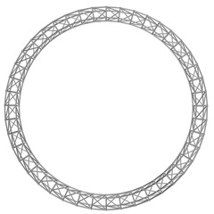 3d render of a circular metal truss frame. modular structure for event staging, exhibition displays, and concert production.