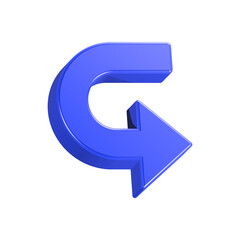  3d rendering icon go back or undo in blue color
