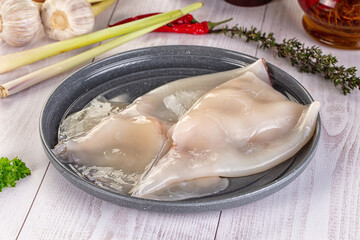 Raw calamari bodies for cooking