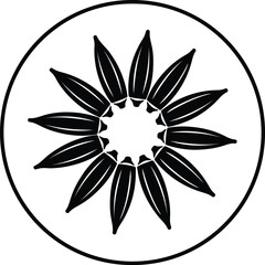 Illustrator Okra vegetable black simple circle flower Silhouette vector