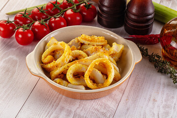 Roasted squid rings snack appetizer