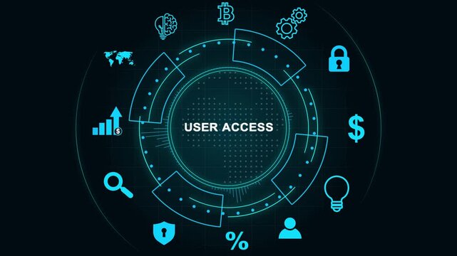 Futuristic User Access Dashboard Interface Technology, Internet and network concept, Tech Performance Panel , Digital Data Analytics HUD 4k video .