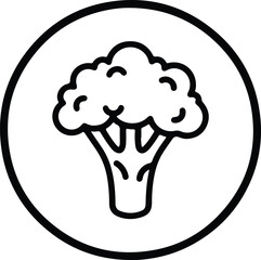 Illustrator Simple broccoli vegetable icon inside a circle Silhouette vector