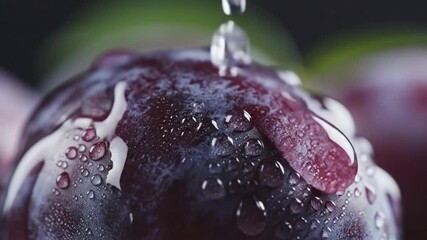Macro CloseUp of Fresh Plump Grapes Being Washed with Water Showcasing the Juicy Texture and Vibrant Color Perfect for Food and Healthy Lifestyle Content.