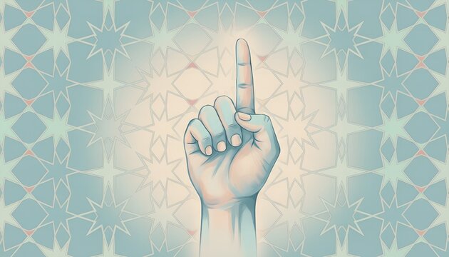 Islamic Unity Hand Gesture with Geometric Pattern Background