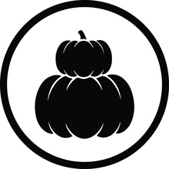 Illustrator Two pumpkins stacked inside a black circle Silhouette vector
