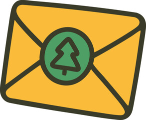 Christmas envelope with tree seal for holiday messages