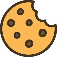 Chocolate chip cookie illustration for sweet dessert graphics