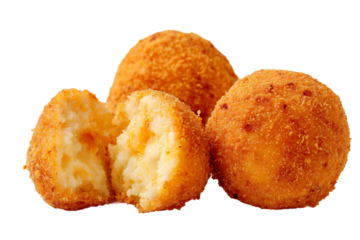 Fried arancini with cheese filling isolated on transparent background