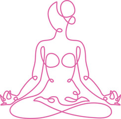 yoga girl silhouette Vector linear drawing of a girl doing yoga
