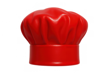 Red chef hat 3d rendering representing cooking profession, food preparation, and culinary expertise on transparent background