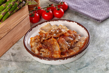 Fried crispy pork bacon snack
