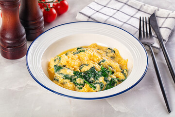 Omelette with spinach for breakfast
