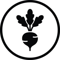 Illustrator Beetroot icon inside a black circle Silhouette vector
