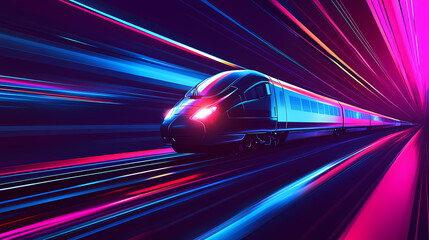 Fototapeta premium High-Speed Rail Transport in a Futuristic Tunnel