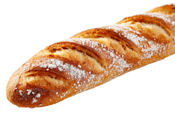 French bread baguette isolated on transparent background