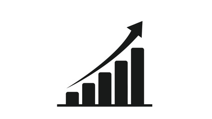 Bar chart with upward trending arrow silhouette