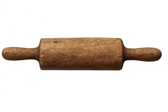Vintage wooden rolling pin for baking and cooking dough, preparing pastries, bread, and homemade pizza ingredients - Powered by Adobe