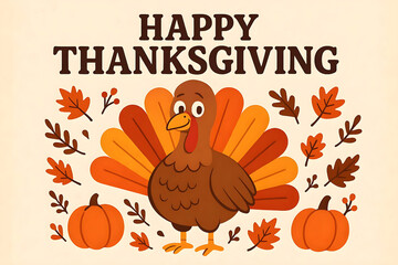 Happy thanksgiving turkey template illustration