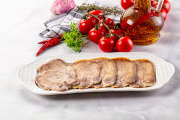 Boiled beef tomgue slices appetizer