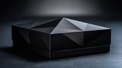 Geometric precision defines this sleek, dark box. A study in minimalist design and sophisticated texture.