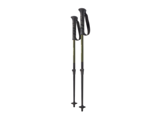 Pair of robust trekking poles for hiking and outdoor activities isolated on transparent background
