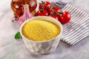 Vegan cuisine - raw dry couscous