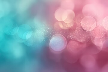 Abstract pastel glow: turquoise to pink gradient with circular light orbs