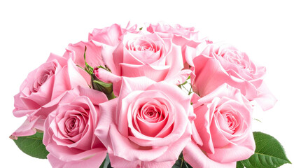 Naklejka premium Red rose bouquet frame with pink floral border on white background