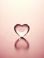 Forever yours - romantic heart shaped glass with engraved message