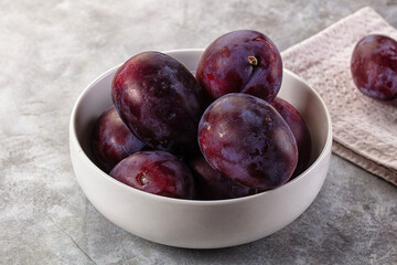 Ripe sweet fresh juicy plums