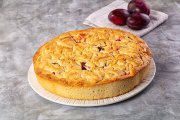 Sweet homemade pie with plums