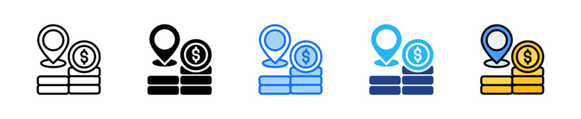 Local Currency Icon Set Multiple Style Collection