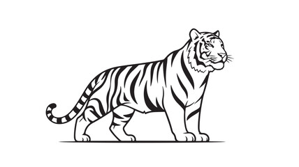 Obraz premium Striking tiger vector illustration black and white line art perfect for wildlife designs and conservation projects
