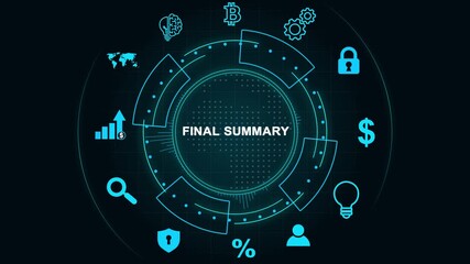 Futuristic Final Summary Dashboard Interface Technology, Internet and network concept, Tech Performance Panel , Digital Data Analytics HUD 4k video . - Powered by Adobe