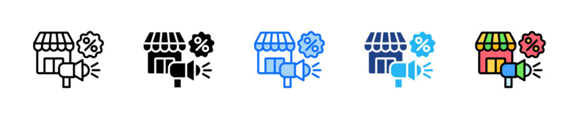 Market Promotion Icon Set Multiple Style Collection