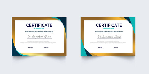 Flat design modern certificate template for corporate or awards. For creative award, business, and education needs