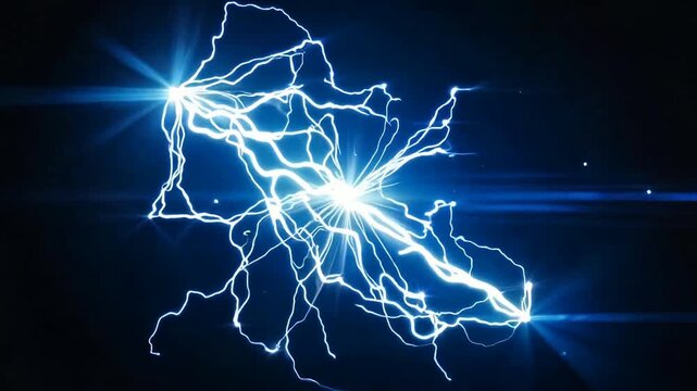 Stunning Electric Energy Display - Dynamic Blue Lightning Bolt Visuals.