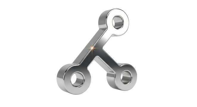 3d version control git icon silver isolated on white background