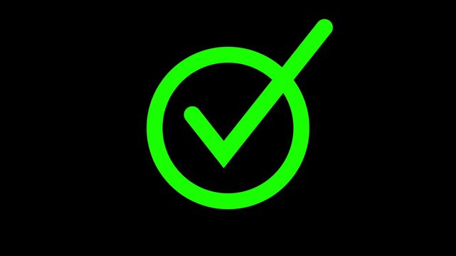 green tick on black background