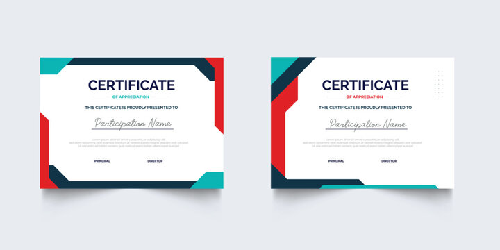 Flat design modern certificate template for corporate or awards. For creative award, business, and education needs