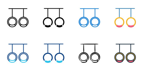 Gymnastics Rings icon set multiple style vector collection
