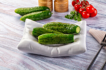 Homemade lightly salted cucumbers snack