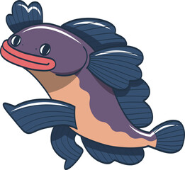 Cartoon character Illustration of a Snakehead Fish